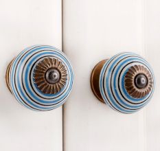 Turquoise Black Striped Knobs